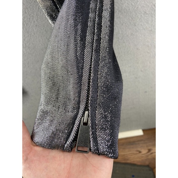 AREA Leggings Womens Size 6 Metallic Moto-knee Leggings In Silver Zip Leg Club - Picture 9 of 16